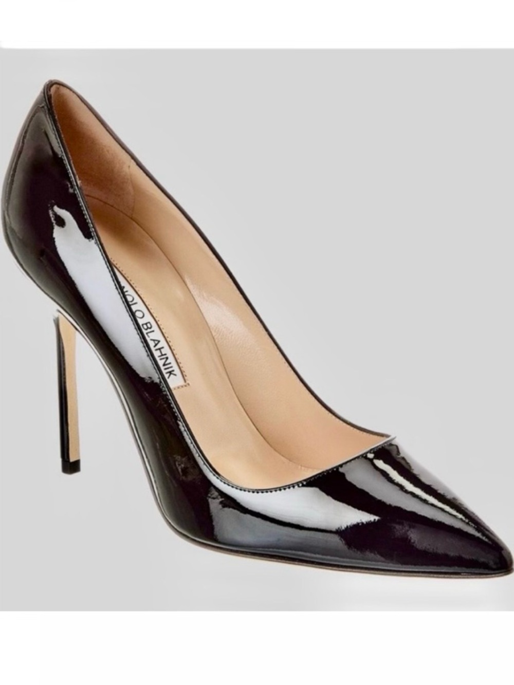 Manolo Blahnik Patent Leather High Heel Pumps in Black
